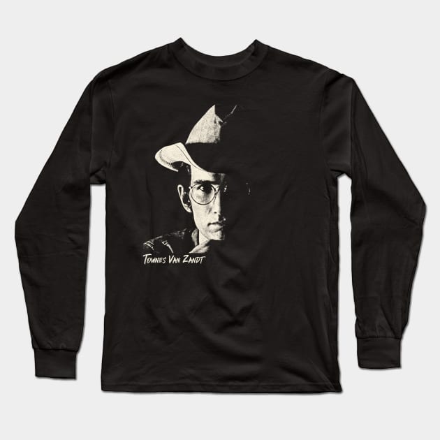 Portarit Retro Townes Van Zandt Long Sleeve T-Shirt by DudiDama.co